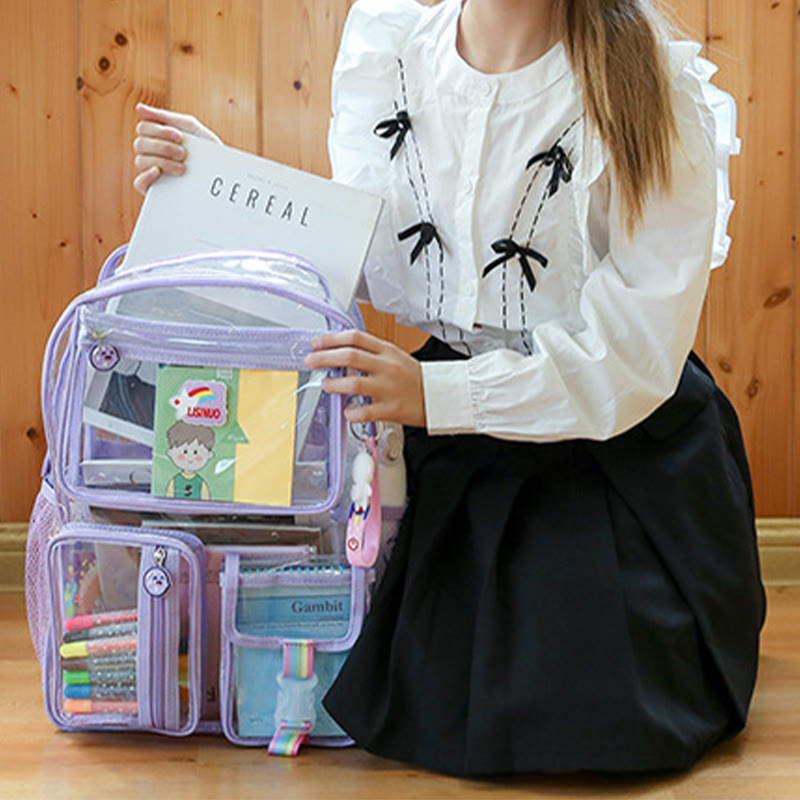 Transparent Backpack For School Students Large Capacity Leisure PVC Daypack