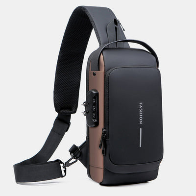 Anti-theft Sling Bag Cross Body Bag with USB Charging Port Password Locked