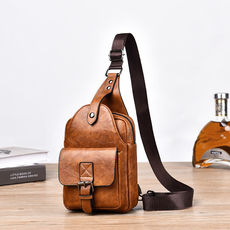 Sling Bag For Men Daily Use Casual Retro Waterproof Crossbody Bag