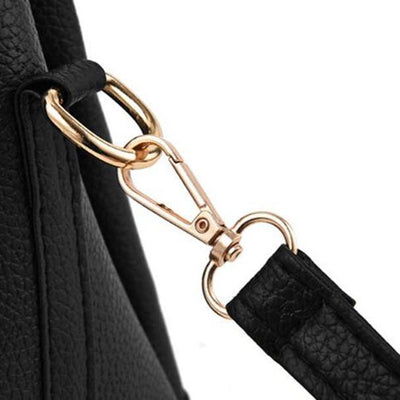 Triple Compartment Metal Decor Top-Handle Satchel Shoulder Crossbody Bag