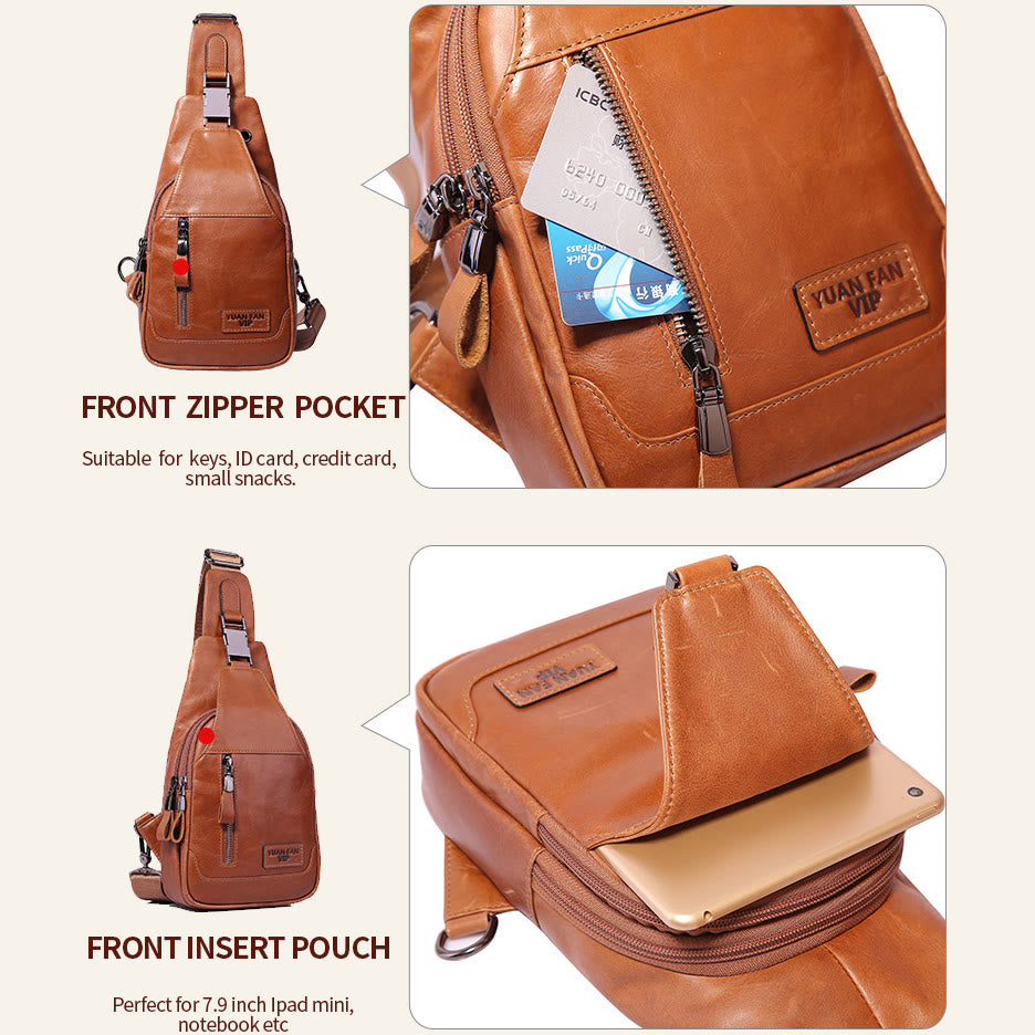 Vintage Genuine Leather Multi-function Sling Bag
