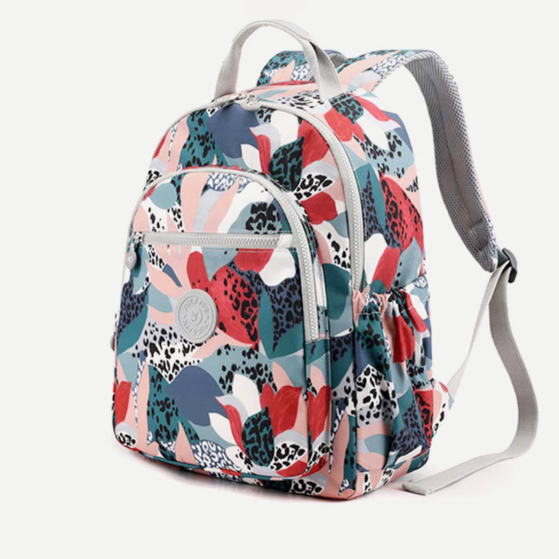 Backpack for Women Waterproof Multi-Compartment Printing Casual Nylon Lightweight Schoolbag