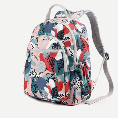 Backpack for Women Waterproof Multi-Compartment Printing Casual Nylon Lightweight Schoolbag