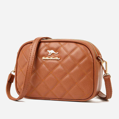 3 Zip Crossbody Bag for Women Faux Leather Quilted Small Shoulder Purse