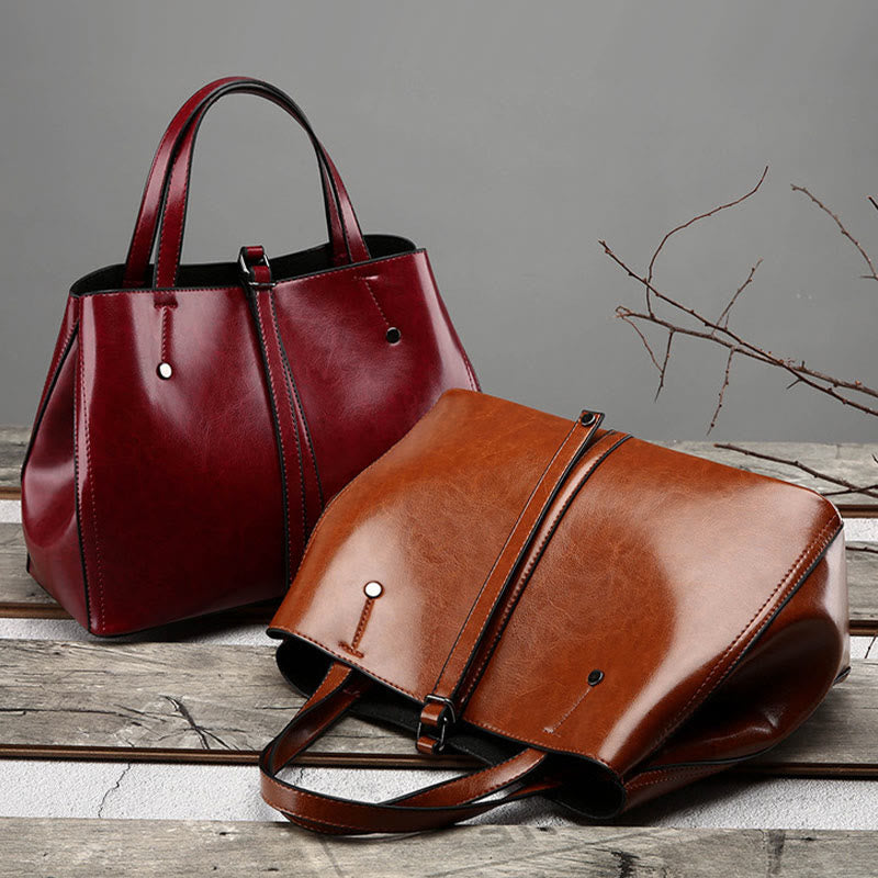 Minimalist Tote Pure Color Leather Crossbody Handbag For Women