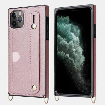 Compatible with iPhone 11/12/13/14 Phone Case Card Holder with Crossbody Strap