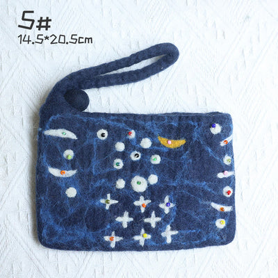 Wool Felt Coin Purse For Women Colorful Flower Cute Wallet