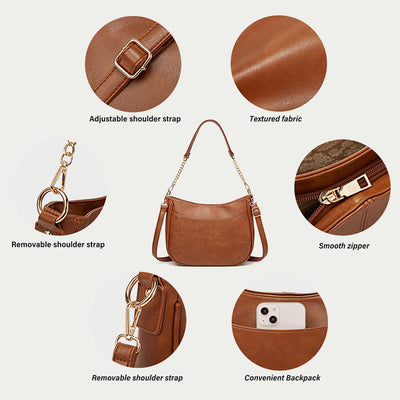 Shoulder Bag For Women Double Strape Elegant PU Leather Bag