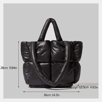 Women Large Capacity Quilted Puffer Tote Bag Soft Padded Down Handbag