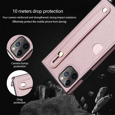 Compatible with iPhone 11/12/13/14 Phone Case Card Holder with Crossbody Strap