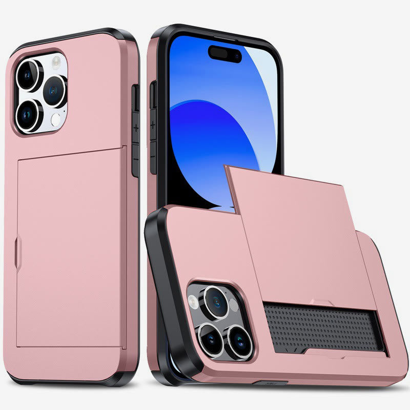 Iphone Slide Card Phone Case 2 In 1 Anti Fall Wallet Case for iPhone 14/15/16