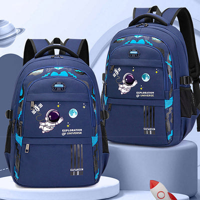Astronaut Pattern Backpack For School Lightweight Breathable Fabric Schoolbag