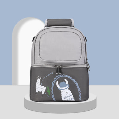 Mommy Bag For Women Cartoon Multifunctional Two-Layer Design Outdoor Backpack