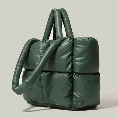 Women Large Capacity Quilted Puffer Tote Bag Soft Padded Down Handbag