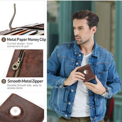 Multi Slot Leather Airtag Wallet