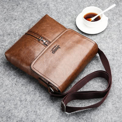 Vintage Leather Messenger Shoulder Crossbody Bag for Men Work Business