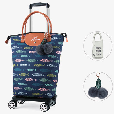 Multifunctional Portable Trolley For Women Detachable Folding Wheel Tote