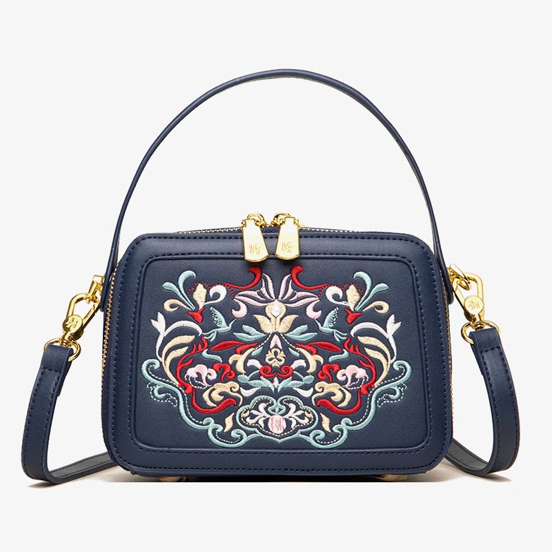 Top-Handle Bag for Women Vintage Embroidery Folk-Custom Shopping Crossbody Bag