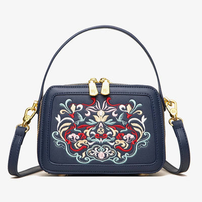 Top-Handle Bag for Women Vintage Embroidery Folk-Custom Shopping Crossbody Bag