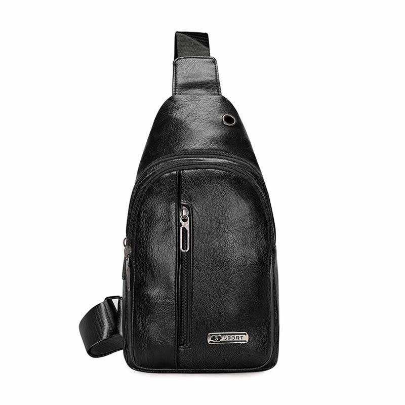 Leather Crossbody Sling Bag Backpack with Adjustable Strap for Outdoor Travel