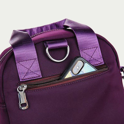 Multi-Compartment Waterproof Embroidery Floral Backpack Daypack Crossbody Bag