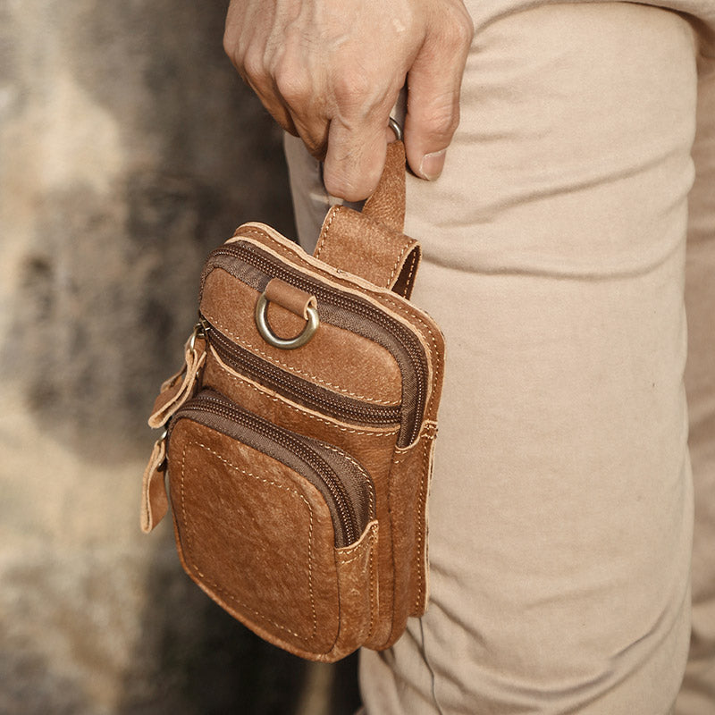 Retro Genuine Leather Business Waist Bag