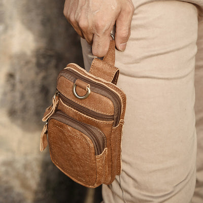 Retro Genuine Leather Business Waist Bag