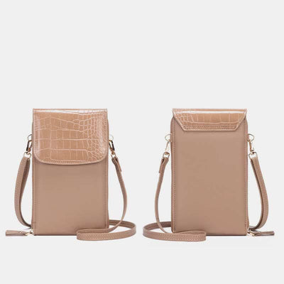 Womens Slim Lightweight Leather Crossbody Phone Bag Credit Card Holder