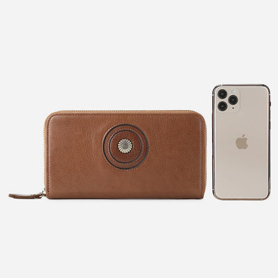 Genuine Leather Wallet For Women Men Solid Color Clutch Bag