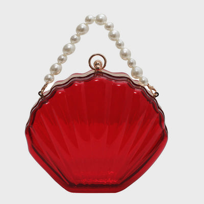 Crossbody Bag For Women Clip Pearl Chain Transparent Bag