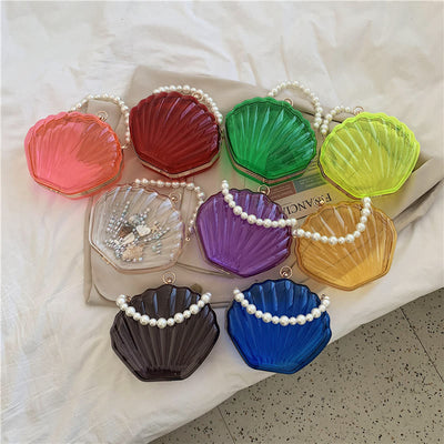 Crossbody Bag For Women Clip Pearl Chain Transparent Bag