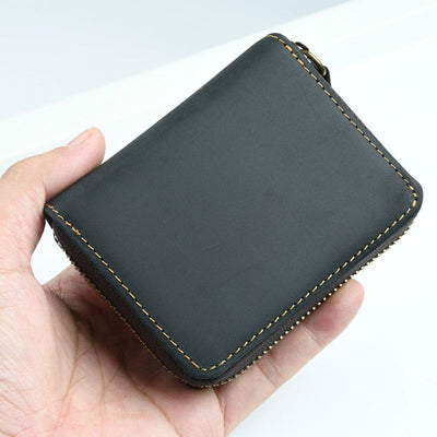 Retro Short Wallet Genuine Leather Multiple Slots Organ Card Holder