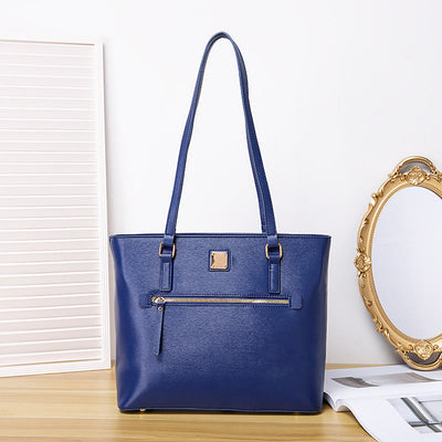 Retro Shoulder Bag For Women Plaid Color Large Leather Tote