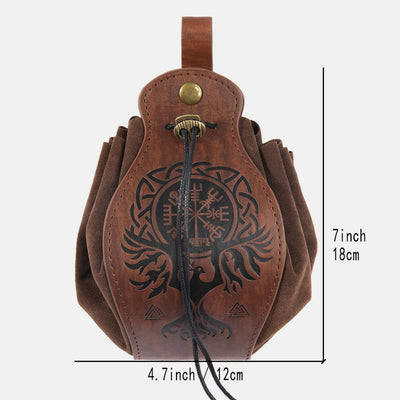 Leather Pouch Holster Portable Drawstring Purse LARP Renaissance Waist Bag
