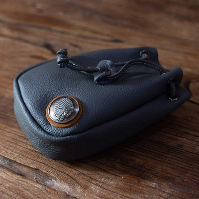 Retro Unisex Waist Pouch Small Drawstring Leather Belt Bag