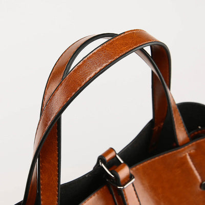 Minimalist Tote Pure Color Leather Crossbody Handbag For Women