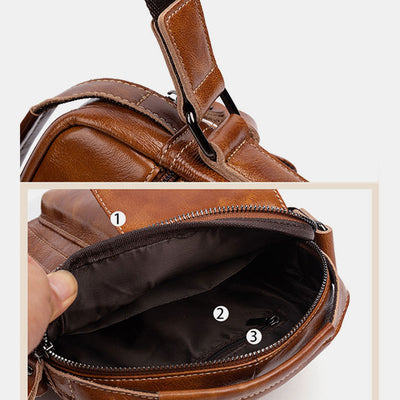 Men's Genuine Leather Large Capacity Crossbody Bag