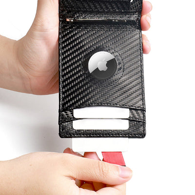 Quick Access Carbon Leather Airtag Wallet