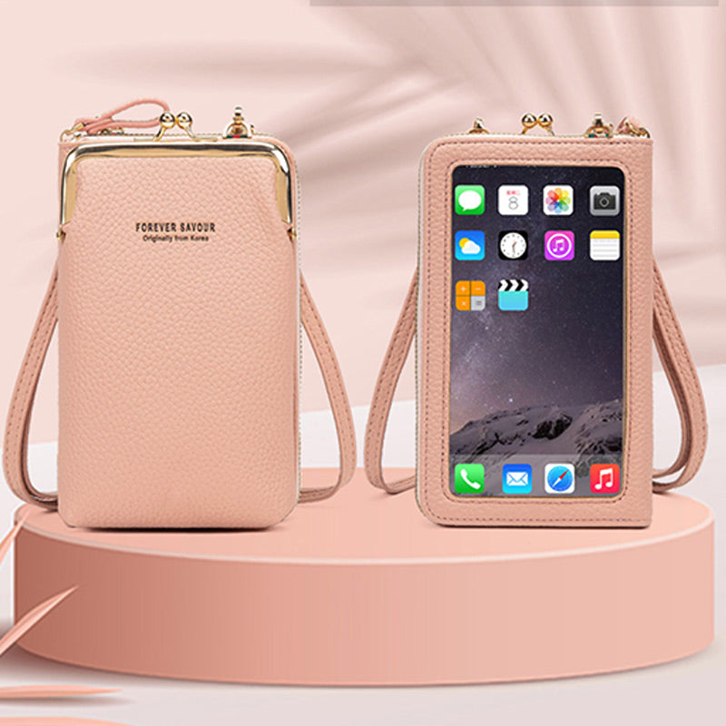 Multi-Compartment Elegant Crossbody Phone Bag With Clear Window