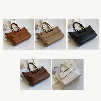 Clamshell Tote For Women Large Minimalist Leather Office Commuter Purse