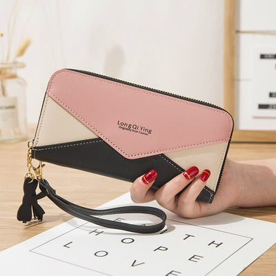 Long Zipper Money Clip Women Envelope Leather Phone Bag
