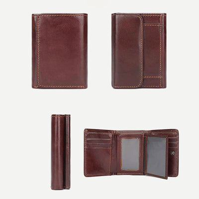 Men's Trifold Durable Wallets RFID Blocking Soft Genuine Leather Wallet