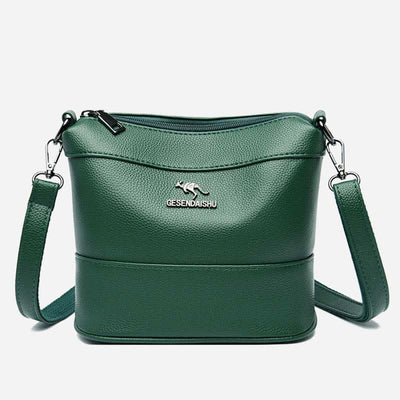 Leather Bucket Bag for Women Small Shoulder Bag with Crossbody Strap