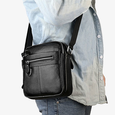 Crossbody Man Purse Minimalist Genuine Leather Single Shoulder Bag