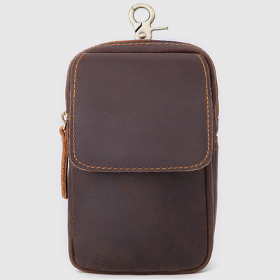 Waist Bag For Men Outdoor Retro Genuine Leather Hanging EDC Pouch