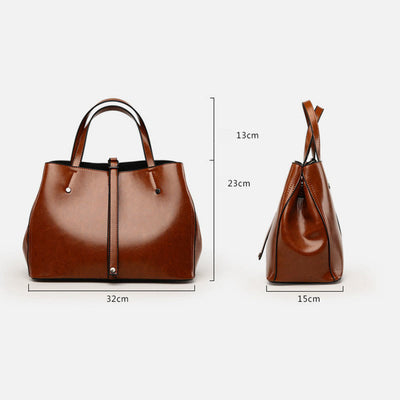 Minimalist Tote Pure Color Leather Crossbody Handbag For Women