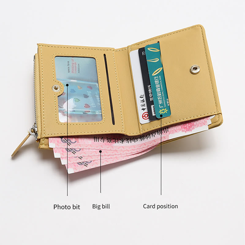 Wallet For Women Protable Light Color Short Leather Money Clip