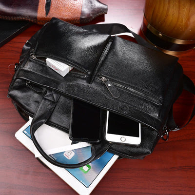 Business Briefcase Messenger Bag For Men Genuine Leather Laptop Bag