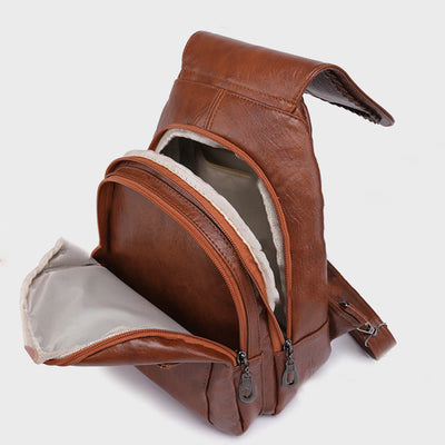 Twist Clamshell Leather Backpack Convetible Sling Bag For Women