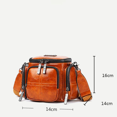 Retro Small Camera Bag for Women Oil Wax Leather Crossbody Purse